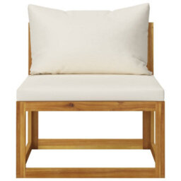 Berkfield 2 Piece Sofa Set With Cream White Cushions Solid Wood Acacia - thumbnail 3
