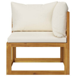 Berkfield 2 Piece Sofa Set With Cream White Cushions Solid Wood Acacia - thumbnail 7