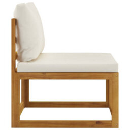 Berkfield 2 Piece Sofa Set With Cream White Cushions Solid Wood Acacia - thumbnail 4