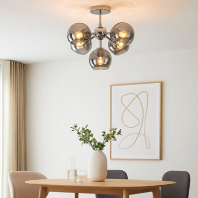 Pagazzi Lighting Pagazzi Nia Chrome Smoke 5-Light Semi-Flush Ceiling Light - image 1