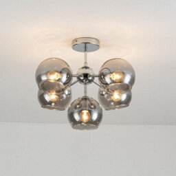 Pagazzi Lighting Pagazzi Nia Chrome Smoke 5-Light Semi-Flush Ceiling Light - thumbnail 2