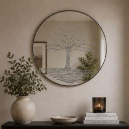 Mirroroutlet Circular Handcrafted Glitter Resin Tree Design Mirror - thumbnail 1