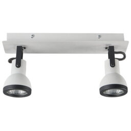 Beliani 2-Light Ceiling Lamp Black And White Cone Shade With Adjustable Swing-Arm Spotlights - thumbnail 3