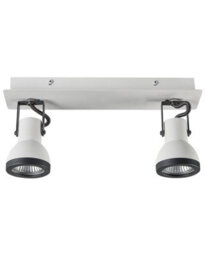 Beliani 2-Light Ceiling Lamp Black And White Cone Shade With Adjustable Swing-Arm Spotlights - thumbnail 2