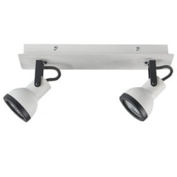 Beliani 2-Light Ceiling Lamp Black And White Cone Shade With Adjustable Swing-Arm Spotlights - thumbnail 4