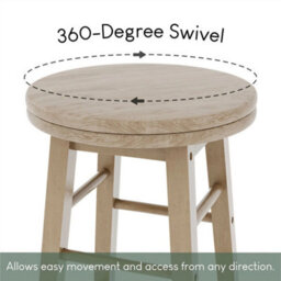 Light Brown Wooden Swivel Bar Stool - thumbnail 3