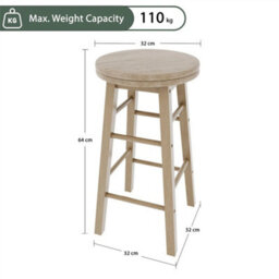Light Brown Wooden Swivel Bar Stool - thumbnail 2
