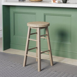 Light Brown Wooden Swivel Bar Stool - thumbnail 1