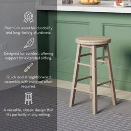 Light Brown Wooden Swivel Bar Stool - thumbnail 5