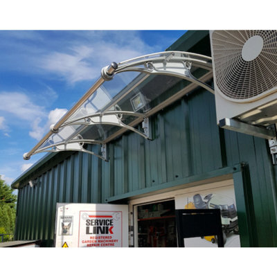 Canofix UK Canofix Door Canopy Pc 3500 Width X 1000 Projection (Grey Bracket - Clear Sheet) - image 1
