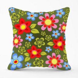 Warren Reed Designer Red And Blue Flowers Outdoor Cushion 45Cm X 45Cm - thumbnail 1