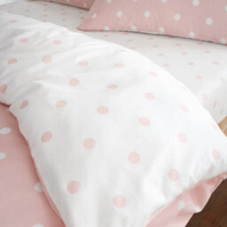 Catherine Lansfield Brushed Polka Dot Cotton King Fitted Sheet Pink - thumbnail 2