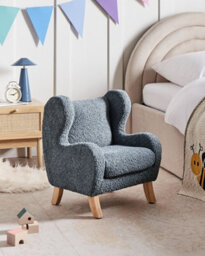 Beliani Kids Armchair Farum Boucle Dark Blue - thumbnail 2