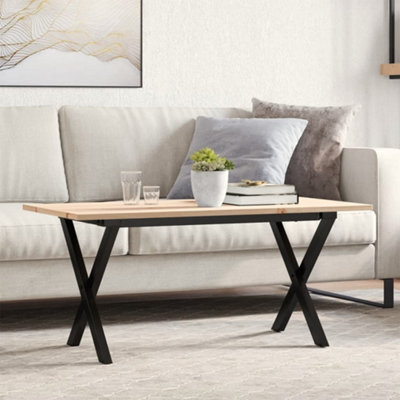 Berkfield Coffee Table X-Frame 90X40X45 Cm Solid Wood Pine And Steel - image 1