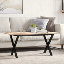 Berkfield Coffee Table X-Frame 90X40X45 Cm Solid Wood Pine And Steel - thumbnail 1