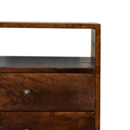 Wyld Haus Camogli Mid-Century Chestnut Mango Wood Bedside Table 2 Drawers Open Shelf - thumbnail 5