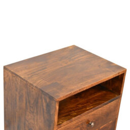 Wyld Haus Camogli Mid-Century Chestnut Mango Wood Bedside Table 2 Drawers Open Shelf - thumbnail 6