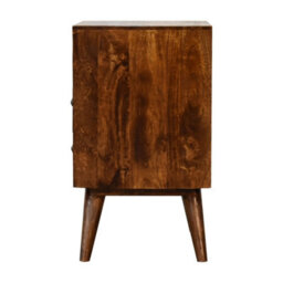 Wyld Haus Camogli Mid-Century Chestnut Mango Wood Bedside Table 2 Drawers Open Shelf - thumbnail 9