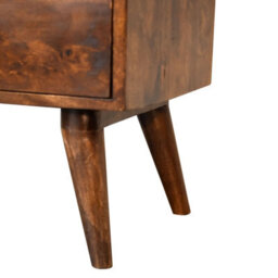 Wyld Haus Camogli Mid-Century Chestnut Mango Wood Bedside Table 2 Drawers Open Shelf - thumbnail 8
