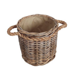 Dibor Traditional Round Small Wicker Log Basket With Rope Handles H25 X L31 X W31Cm - thumbnail 2