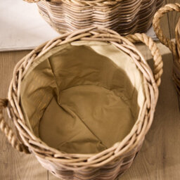 Dibor Traditional Round Small Wicker Log Basket With Rope Handles H25 X L31 X W31Cm - thumbnail 3