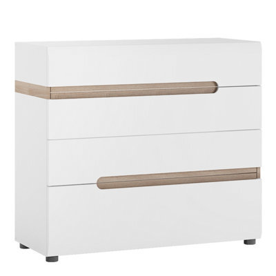 Furniture To Go Chelsea 4 Drawer Chest  In White With Oak Trim - image 1