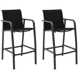 Berkfield Garden Bar Chairs 2 Pcs Black Textilene - thumbnail 1