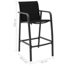 Berkfield Garden Bar Chairs 2 Pcs Black Textilene - thumbnail 7
