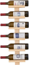 CKB Ltd Bar Amigos 6 Bottle Solid Pine Wood Wine Rack Wall Mounted Vertical Wooden Wine Bottle Holder, Rustic Space-Saving Wine Storage - thumbnail 4
