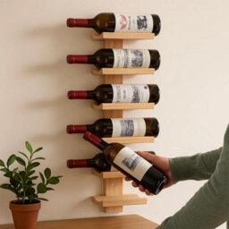 CKB Ltd Bar Amigos 6 Bottle Solid Pine Wood Wine Rack Wall Mounted Vertical Wooden Wine Bottle Holder, Rustic Space-Saving Wine Storage - thumbnail 6