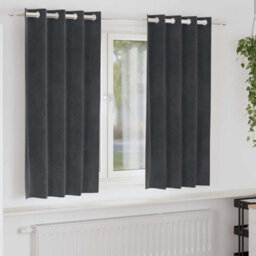 Berkfield Modern Blackout Curtains With Eyelets 2 Pcs Light Grey Velvet - thumbnail 2