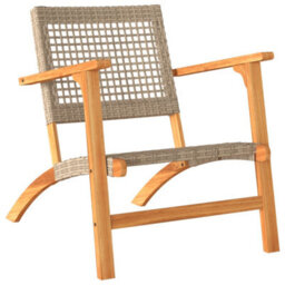 Garden Chairs 2 Pcs Beige Poly Rattan And Acacia Wood - thumbnail 4