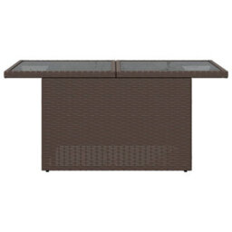Walplus Garden Table With Glass Top Brown 100X55X73 Cm Poly Rattan - thumbnail 5