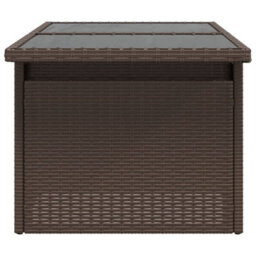 Walplus Garden Table With Glass Top Brown 100X55X73 Cm Poly Rattan - thumbnail 6