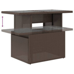 Walplus Garden Table With Glass Top Brown 100X55X73 Cm Poly Rattan - thumbnail 8