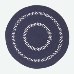 Homescapes Navy Crochet Braided Rug 70Cm Round - thumbnail 1