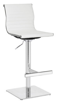 Lamboro Rovigo Deluxe Breakfast Bar Stool, Chrome Footrest, Height Adjustable Swivel Gas Lift, Home Bar & Kitchen Barstool, White - image 1