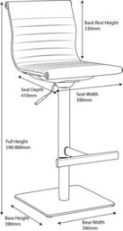 Lamboro Rovigo Deluxe Breakfast Bar Stool, Chrome Footrest, Height Adjustable Swivel Gas Lift, Home Bar & Kitchen Barstool, White - thumbnail 8