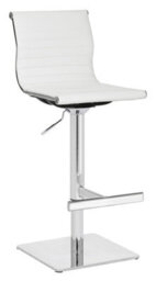 Lamboro Rovigo Deluxe Breakfast Bar Stool, Chrome Footrest, Height Adjustable Swivel Gas Lift, Home Bar & Kitchen Barstool, White