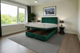 "Knight Sleep York Ottoman Bed Emerald Plush 6Ft With Mattress & 24""headboard - Super King" - thumbnail 1