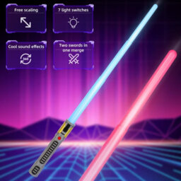 Deao Toys Space Sword Telescopic Light-Up Toy 7-Color Led Lights, Realistic Sound Effects, Mute Mode And 60-Inch Extendable Epic Role - thumbnail 3