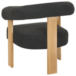 Wyld And Coco Retro Boucle Armchair In Black And Light Brown With Rubberwood Legs - W77 X D68 X H76Cm - thumbnail 6