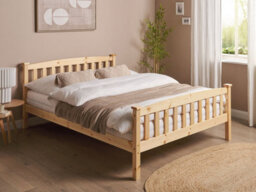 Beliani Bed Pine Wood Giverny 140 X 200 Cm (Eu Double) Light Brown - thumbnail 2