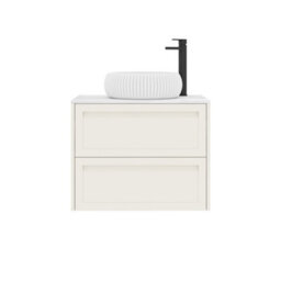 Royal Bathrooms Royal Bathroom Elmore 700mm Classic White Wall Mounted Countertop Bathroom Vanity Unit 2 Drawer With Milan Basin - thumbnail 7