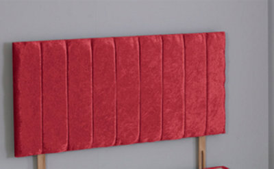 Comfy Deluxe 4Ft6 Double 26Inch    Red  Crush Velvet 9 Panel Headboard