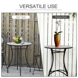 Outsunny Mosaic Table Round Ceramic Bistro Garden Furniture Side Bar Table Patio - thumbnail 6