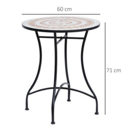 Outsunny Mosaic Table Round Ceramic Bistro Garden Furniture Side Bar Table Patio - thumbnail 3