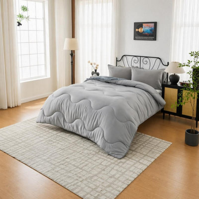 Dyzi 10.5 Tog Supersoft Microfibre Duvet Coverless Or Covered Set - Grey - King