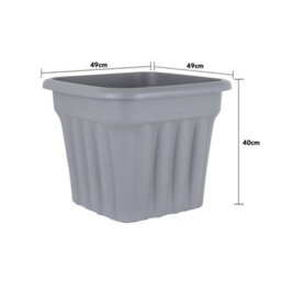 Wham 4X Vista Plastic Planter, Square Garden Plant Pot, Large Floor Pot (49Cm, 50L, Pack Of 4) Made In Uk (Upcycle Grey) - thumbnail 5