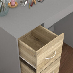 Urbn-Living Urbnliving Height  79.5Cm 3 Drawer Wooden Bedroom Dressing Computer Work Table Desk Grey Carcass And Oak Drawers Jewellery - thumbnail 4